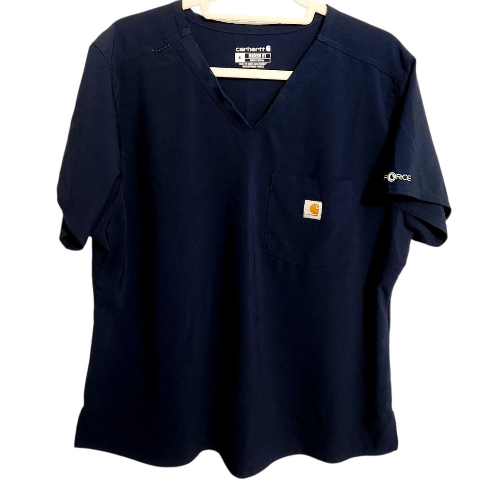 Carhartt | Women's Navy Blue V-Neck Modern Fit Scrubs Top Or Shirt (Size XL)